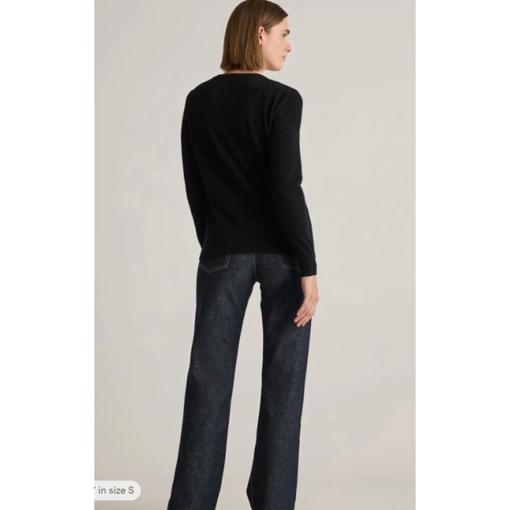 Quince Wm’s Mongolian Cashmere Cardigan Blk Mother of Pearl Buttons Sz L #109 - Picture 4 of 6